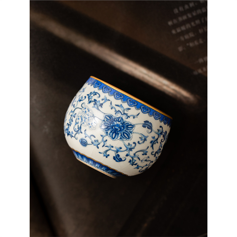 Cốc trà thiền sen xanh trắng Ruyao cốc chủ nhân cao cấp có thể nuôi được sản phẩm đặc biệt dành cho cá nhân nam nữ cốc trà quà lưu niệm