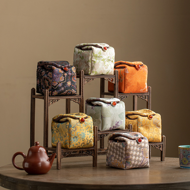 Túi đựng đồ bằng lụa dày, túi du lịch kiểu Trung Hoa, túi đựng tách trà, tách trà, bộ ấm trà, ấm trà, túi vải cỡ vừa, nhiều màu