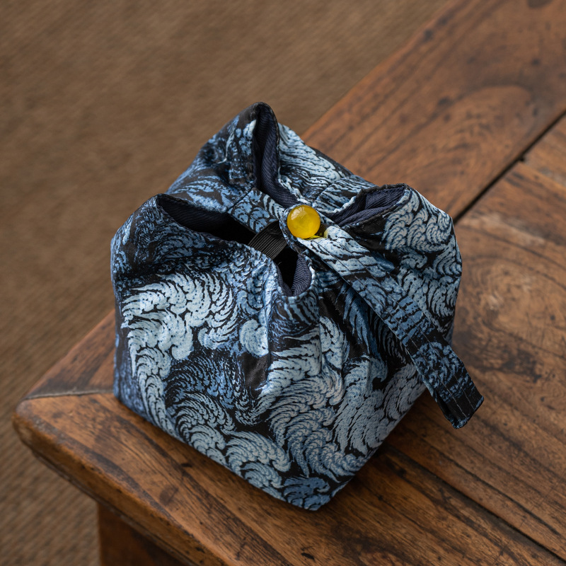 Túi đựng cốc thổ cẩm thủ công túi đựng cốc chủ đơn chống rơi dày túi đựng đồ xách tay kiểu Nhật túi đựng cốc trà túi du lịch