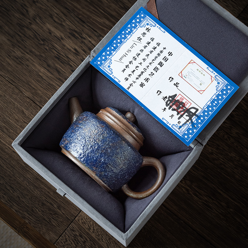 Ấm hình chuông Đức ấm trà kiểu Nhật ấm pha trà gia dụng gốm thô thủ công nguyên chất mỏ đá cũ ấm đơn bảo tàng có giấy chứng nhận