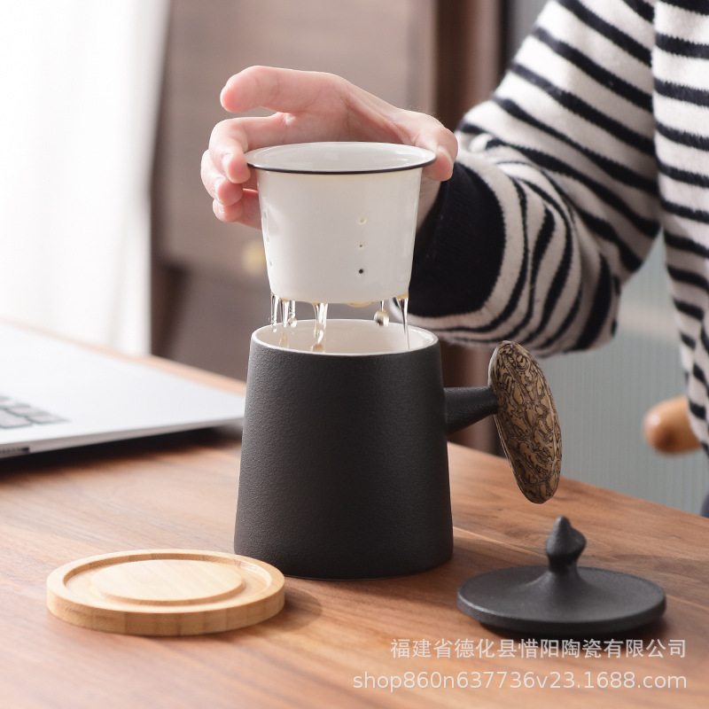 Cốc pha trà văn phòng Bồ đề sáng tạo cốc đôi cốc nước cốc chuyên dụng cá nhân cốc lọc tách nước trà