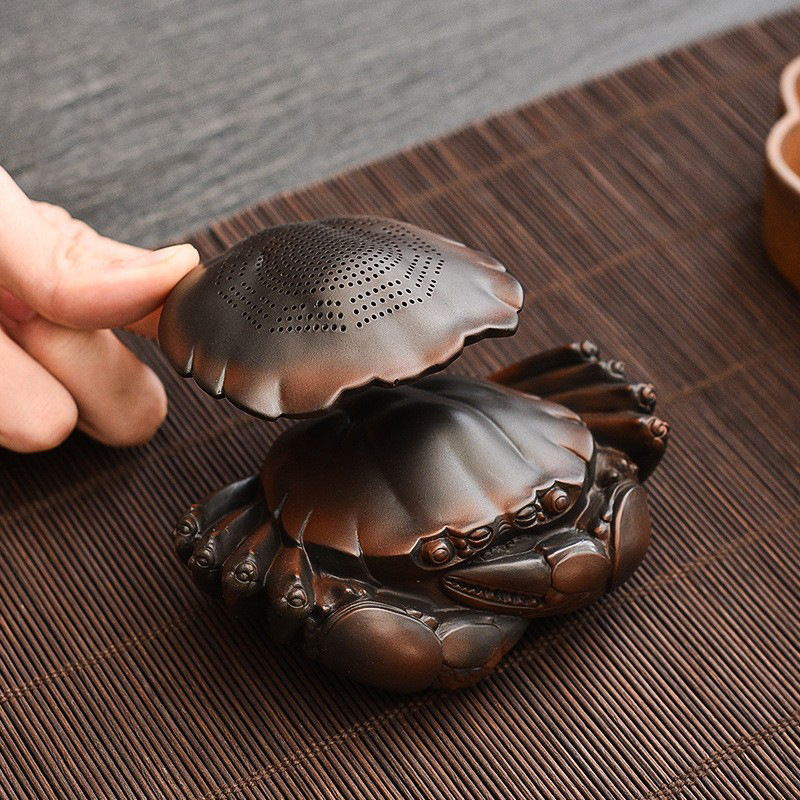 Lọc trà tích hợp gốm tím lọc trà sáng tạo cao cấp có thể nuôi đồ trang trí thú cưng trà hình bát quái phụ kiện đục lỗ bán buôn