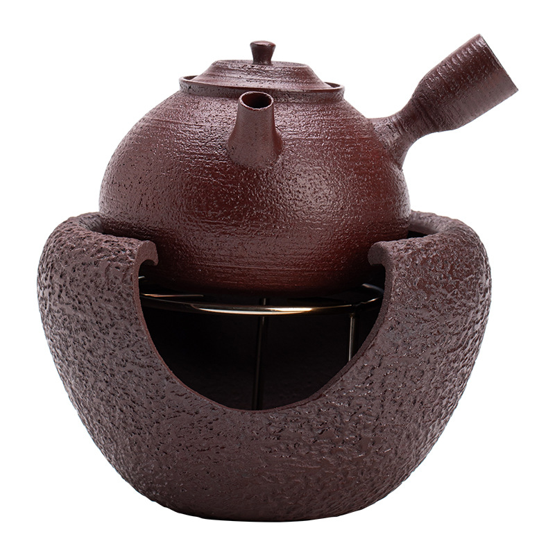 Bộ trà nồi nấu rượu màu đỏ nâu bùn đá cũ Bộ trà ấm ấm áp ấm trà Kung Fu