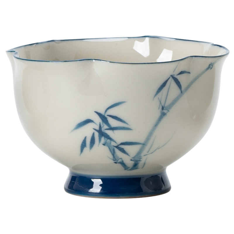 Cốc trà tre gấu trúc xám thực vật cốc gia dụng cốc đơn bộ trà Kung Fu cốc cánh hoa gốm sứ