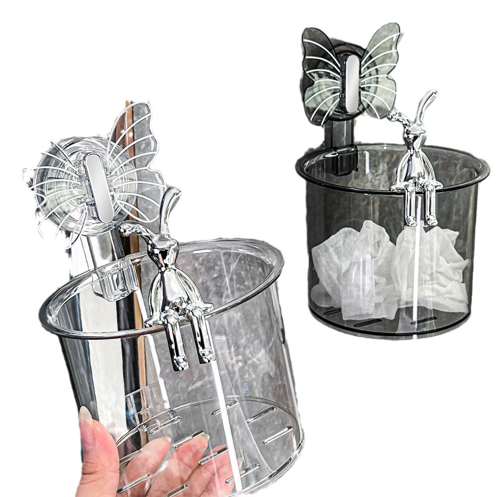 Khăn lau mặt cốc hút bướm, hộp đựng thứ cấp, phòng tắm treo tường, khăn lau mặt bỏ đi, giá đỡ khăn bông mềm