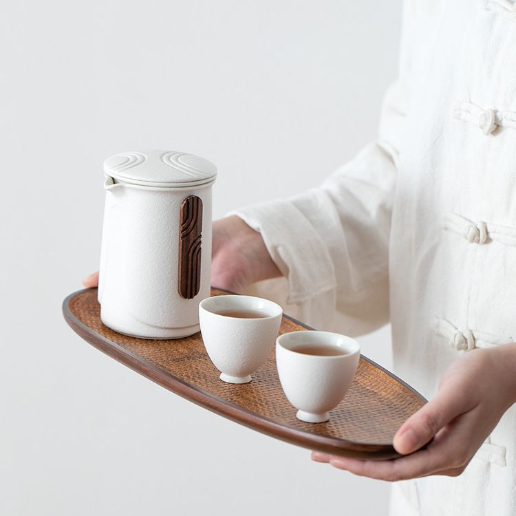 Khay trà tre nặng chèo bè Khay pha khô bằng tre Bộ trà Kung Fu Khay trà Phụ kiện Bộ trà kiểu Nhật gia dụng