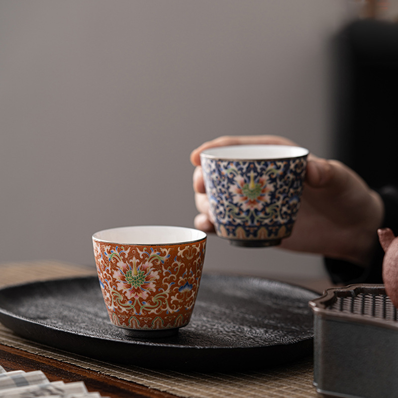 Cốc trà Kung Fu gốm sứ màu bạc chạm khắc Huang Xudong cốc đơn cốc đơn cốc trà men cao cấp chuyên dụng cá nhân