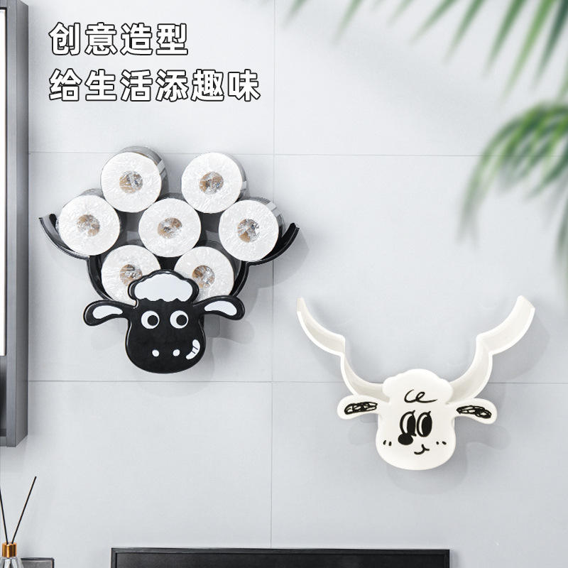 Giá đỡ khăn giấy cừu sáng tạo phòng khách phòng tắm phòng tắm treo tường hộp đựng giấy vệ sinh không đục lỗ giá đỡ giấy cuộn bán buôn