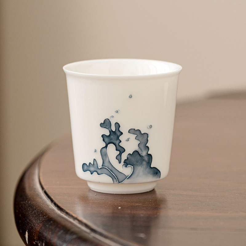 Cốc trà ngọc bích mỡ cừu Đức Hoa cốc trà gốm sứ bộ trà kung fu gia dụng cốc pha trà cốc đơn cốc nhỏ