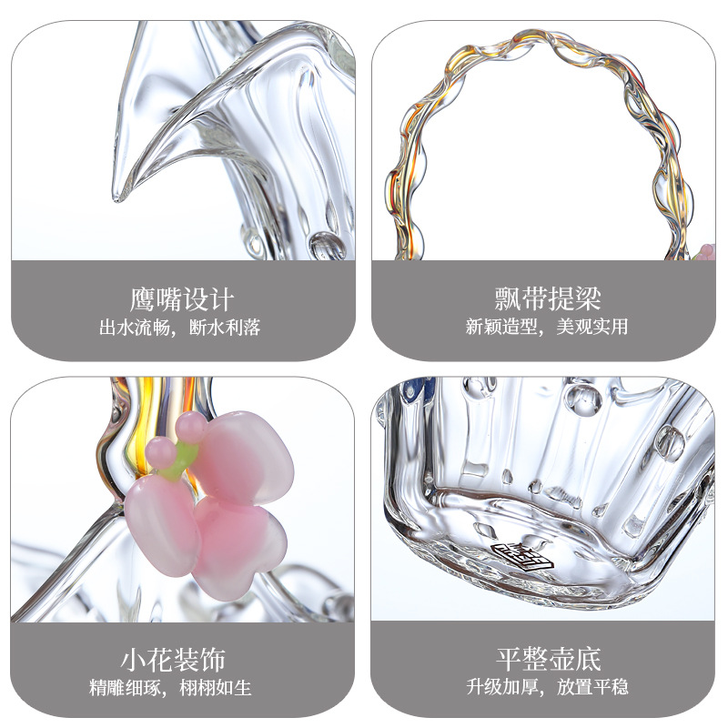 Thiết bị tách trà thủy tinh borosilicate Youmeng Tiliang Heyun Bộ trà Kung Fu gia dụng giỏ sáng tạo trà biển Youmeng Gong