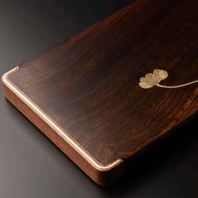 Khay pha khô gỗ đàn hương đen khay trà gỗ nguyên khối nhỏ dụng cụ pha trà Kung Fu gia dụng bàn trà khay đồng khảm kiểu Nhật ấm trà bán buôn