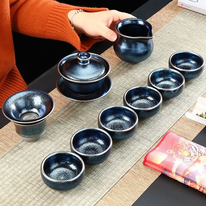 Jianyang Jianzhan trọn bộ đồ trà Kung Fu du lịch gia đình Blue Kylin Bộ gốm sứ quà tặng doanh nghiệp cốc trà nắp