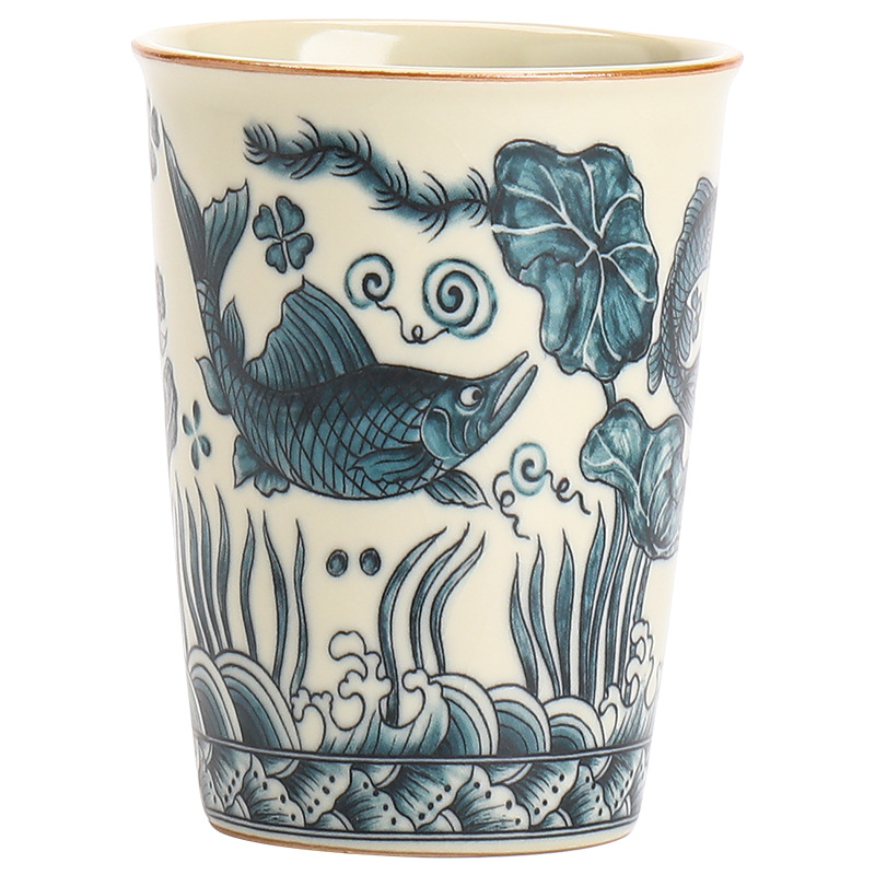 Cốc Coca có hoa văn tảo cá Ru Kiln cốc chuyên dụng cá nhân cốc chủ nhân cốc trà Đơn Gia dụng cốc nước Bộ trà Kungfu Trung Quốc