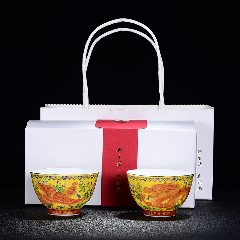 Cốc trà cốc chủ nhân gốm sứ cốc đơn men màu lớn rồng phượng cốc thiền chén pha trà bát trà bán buôn