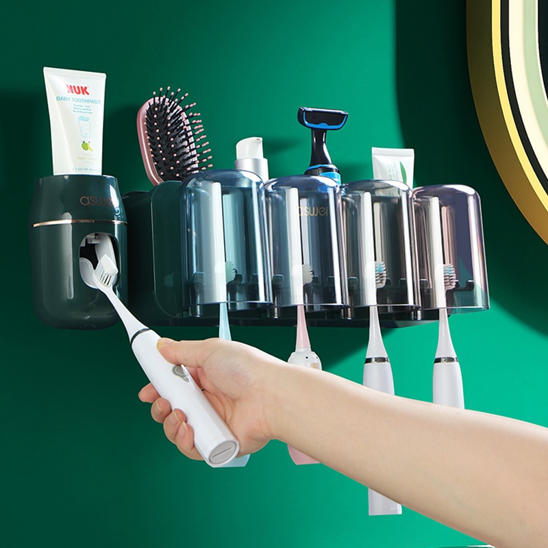 Kệ để bàn chải đánh răng để đánh răng cốc nước súc miệng treo tường nhà vệ sinh không cần đục lỗ treo tường bộ dụng cụ nha khoa điện treo tường