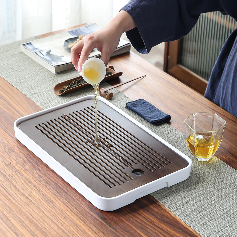 Khay trà bằng tre kiểu Nhật, bàn trà nhỏ, bộ trà Kung Fu, phụ kiện trà đạo, khay nhỏ, khay đựng nước, khay trà pha khô đơn giản