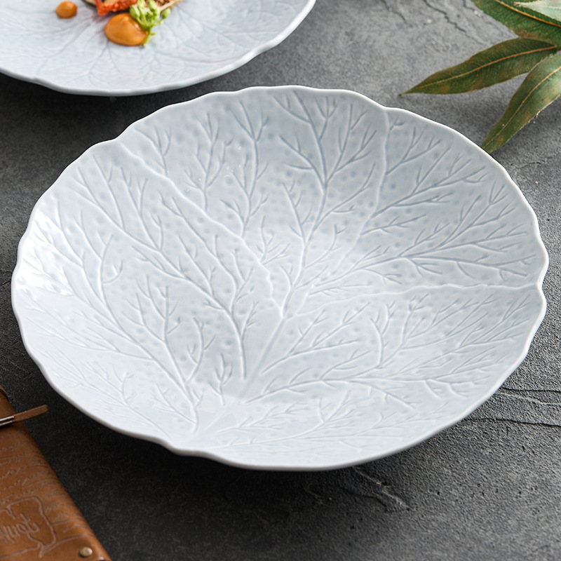 Đĩa gốm hoa văn cây, đĩa gia dụng, bộ đồ ăn khách sạn cao cấp, đĩa thương mại, đĩa lạnh, đĩa ăn phương Tây không đều