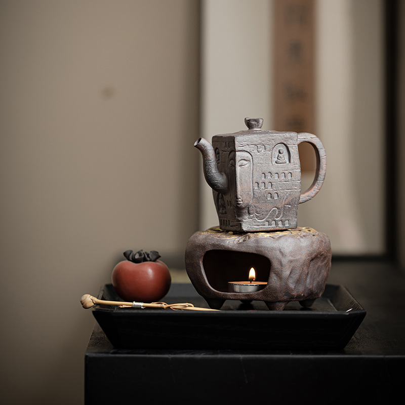 Bếp ấm trà mạ vàng bùn đá cổ dụng ấm trà kiểu Trung Quốc ấm trà gia dụng ấm trà đế ấm gốm thô