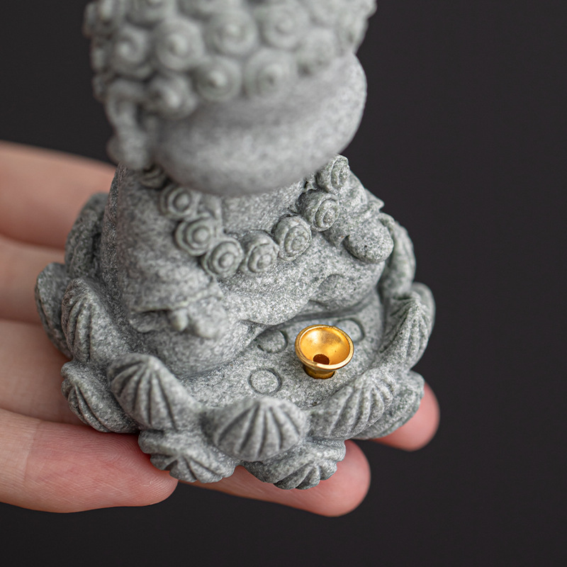 Bốn không nhỏ cắm hương Phật, cắm hương để bàn thiền gia dụng, đồ trang trí bằng cát sỏi xanh kiểu Trung Quốc, bình hương ngồi trong phòng khách