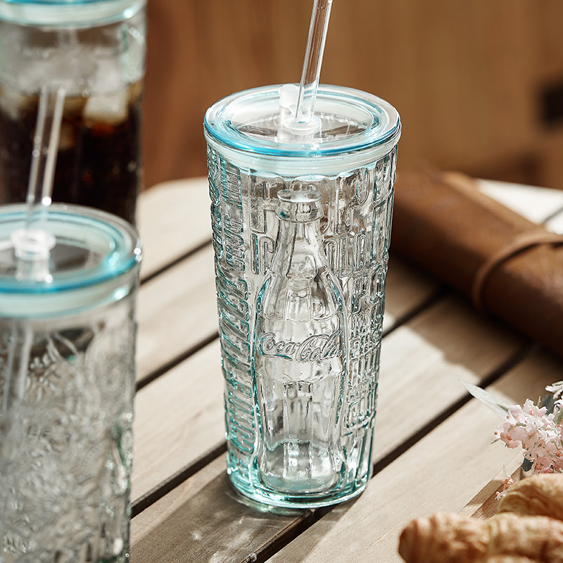 Cốc thủy tinh VSM Tây Ban Nha có ống hút cốc nước uống nước trái cây dung tích lớn gia dụng cốc Cola phong cách Instagram mùa hè