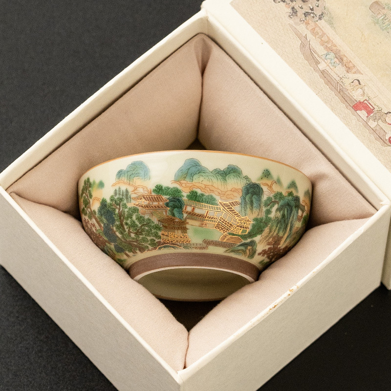 Nhà máy Cốc phong cảnh đầy màu sắc Cốc trà Pu'er dung tích lớn Cốc chủ gốm sứ Bộ trà Kung Fu Trung Quốc Cốc trà