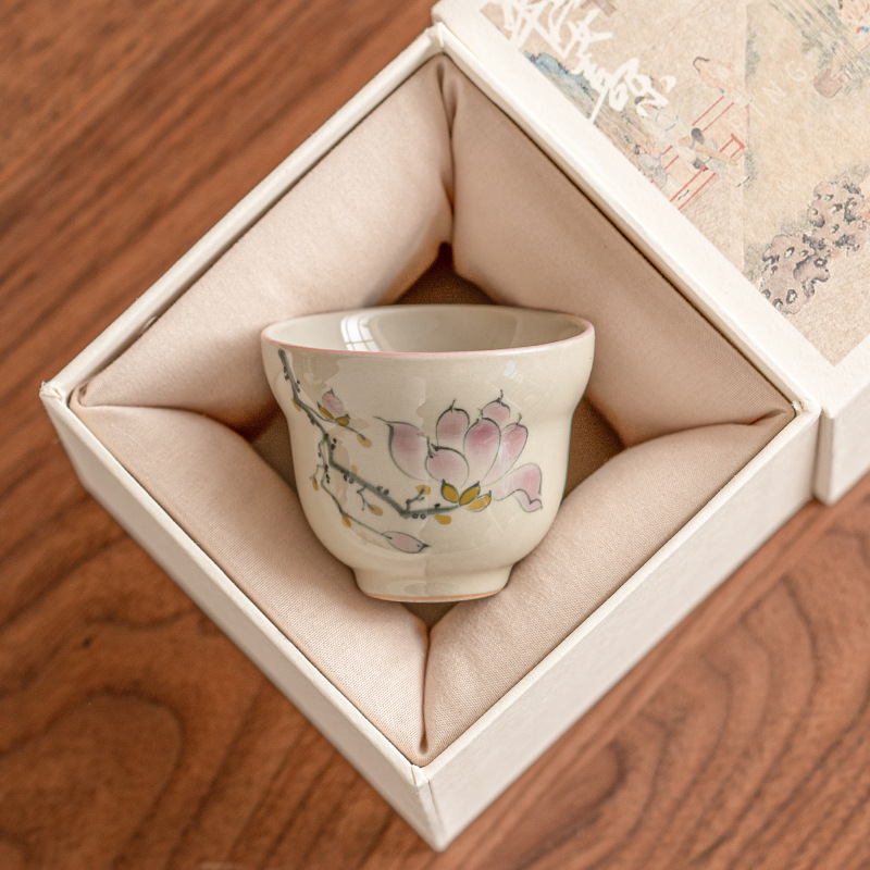 Cốc cao vẽ tay, cốc chủ nhân, cốc uống trà cá nhân bằng gốm, cốc đơn, Bộ trà Kung Fu gia dụng cao cấp, cốc trà nhỏ