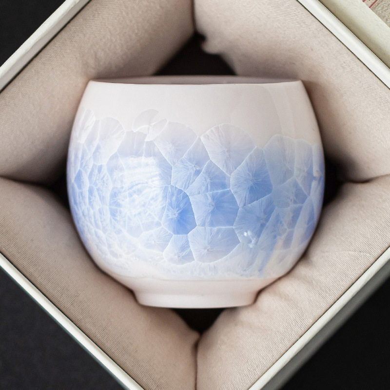 Cốc trà tráng men pha lê, cốc chủ nhân, cốc tròn màu xanh biển, cốc trà gốm sứ gia dụng cao cấp, bộ trà Kung Fu, cốc trà, cốc đơn