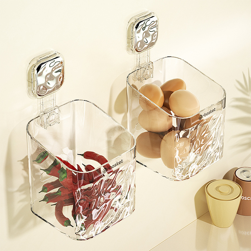 Hộp đựng hành lá, gừng, tỏi, giá treo tường gia dụng, giỏ treo không đục lỗ, giá đựng gia vị, giỏ đựng đa năng