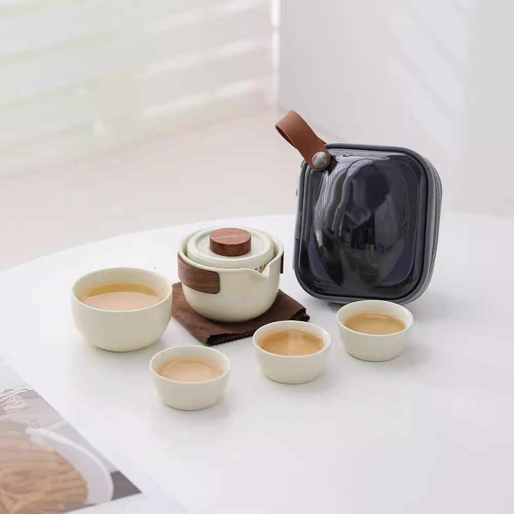Bộ trà du lịch cốc khách nhanh di động một ấm hai Cốc pha trà ngoài trời cốc trà đơn mang theo ấm trà một người