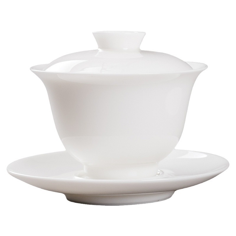 Bán buôn cốc trà, Phụ Kiện Bộ trà, Bộ trà sứ trắng cao, bát có nắp, bát Ba tài, dụng cụ pha trà, bát trà sứ trắng tinh khiết