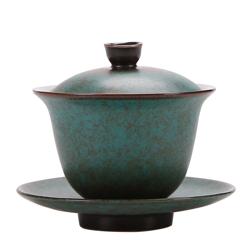 Bát Có Nắp Ba Tài gốm sứ, bát trà cỡ lớn kiểu Nhật, cốc trà, bát có nắp đơn, dụng cụ pha trà Kung Fu