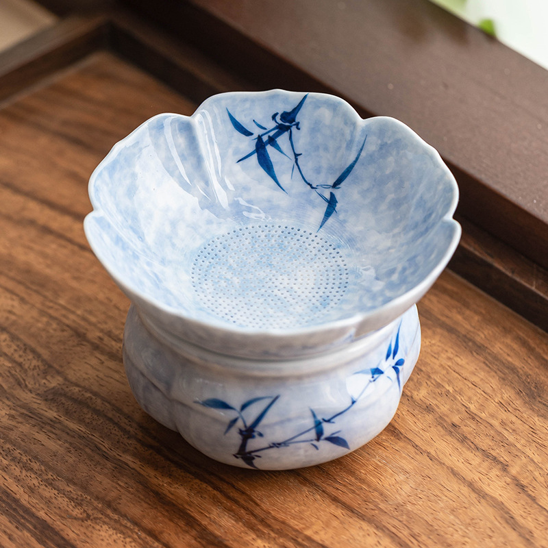 Lọc trà bằng tre mực vẽ tay lọc trà lọc trà gốm sứ đồ lọc trà gia dụng phụ kiện bộ trà Kung Fu cốc công bằng