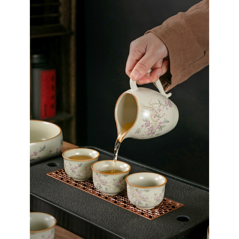Bộ ấm trà Kung Fu gốm sứ văn phòng sang trọng cao cấp gia dụng trọn bộ