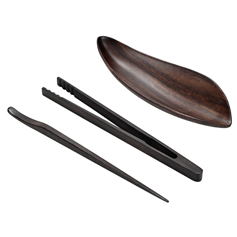 Bộ trà ba mảnh Gỗ Óc Chó Đen Bắc Mỹ, bộ trà Kungfu, phụ kiện trà đạo bằng gỗ nguyên khối