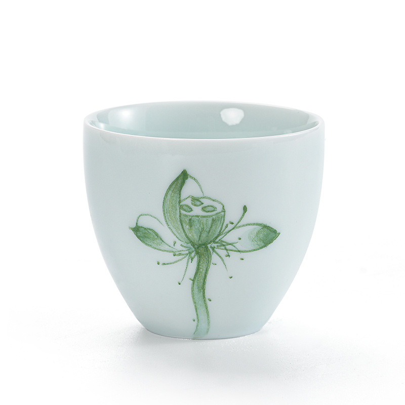 Bộ trà men ngọc vẽ tay, tách trà Kung Fu, tách trà, tách trà, tách chủ nhân cá nhân, tách trà gốm sứ