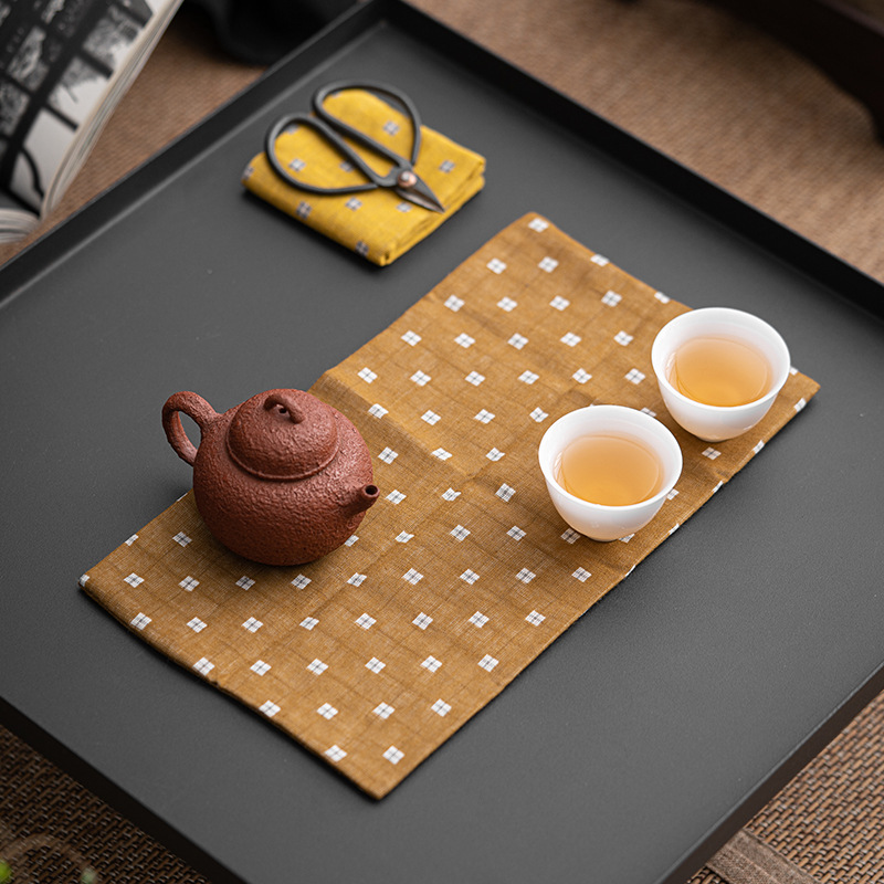 Khăn trà, thảm trà, khăn lau trà, khăn trải bàn trà, khăn trải bàn trà thiền bằng vải cotton và lanh thủ công kiểu Nhật.