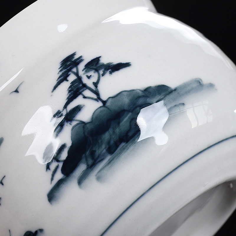 Ấm trà màu xám thực vật vẽ tay ấm đơn phong cảnh tráng men màu retro ấm trà Kung Fu Nhật Bản ấm trà gốm sứ cầm tay