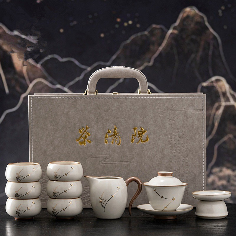 Bộ ấm trà Ru Kiln gia dụng mẫu mới 2025 ấm trà cao cấp sang trọng ấm trà Trung Quốc tặng người lớn tuổi