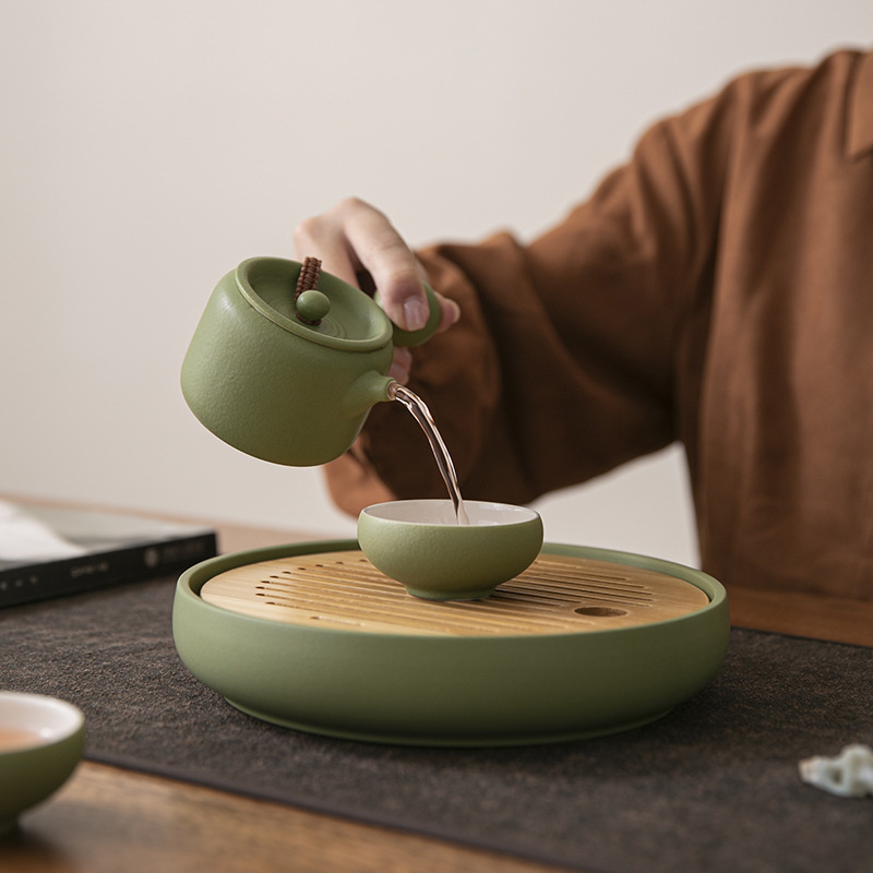 Bộ dụng cụ trà Kung Fu trọn bộ gia dụng khay trà pha khô gốm sứ đơn giản phòng khách hộp quà nhỏ hiện đại sang trọng