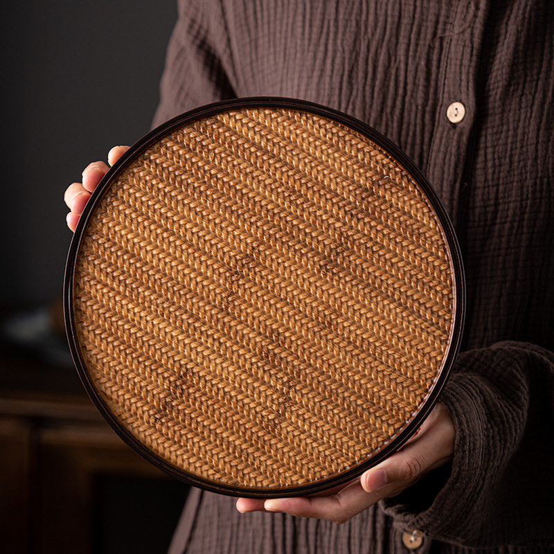 Khay hoa văn chiếu trúc kiểu Nhật dụng cụ trà Kungfu gia dụng đơn giản khay trà khay trà khay trà sáng tạo bàn pha khô cỡ nhỏ lớn