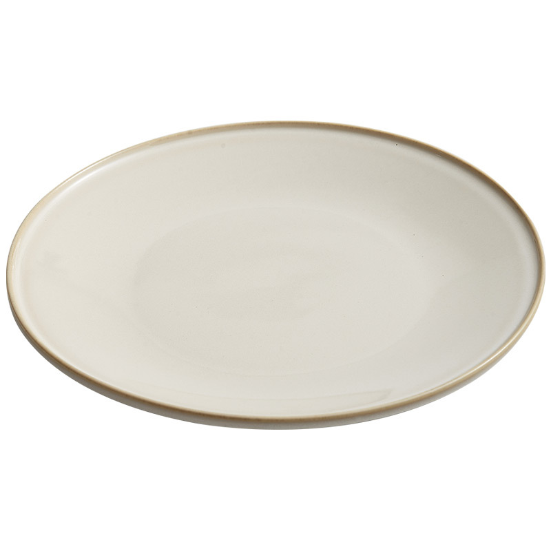 Đĩa phẳng biến đổi lò màu be, Đĩa nông, đĩa gốm sứ, đĩa rau, đĩa salad đồ tây sang trọng cao cấp gia dụng, đĩa mì Ý