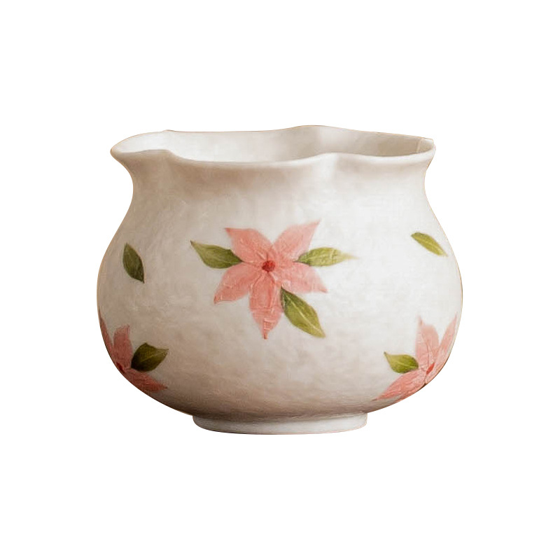 Đá khoáng trắng Trung Quốc hoa anh đào cốc trà vẽ tay gốm trống bụng nụ hoa cốc nhà phòng trà sang trọng cốc trà cốc trà