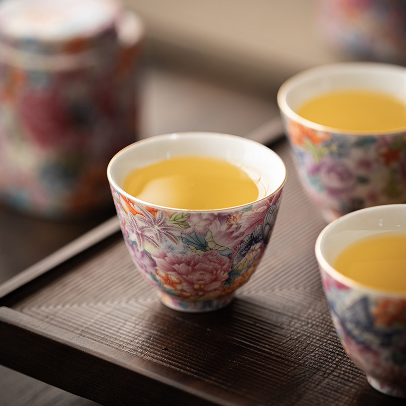 Bộ ấm trà 6 đầu tráng men, ấm trà, cốc trà, lư hương, đồ trà gốm sứ, quà tặng khách hàng