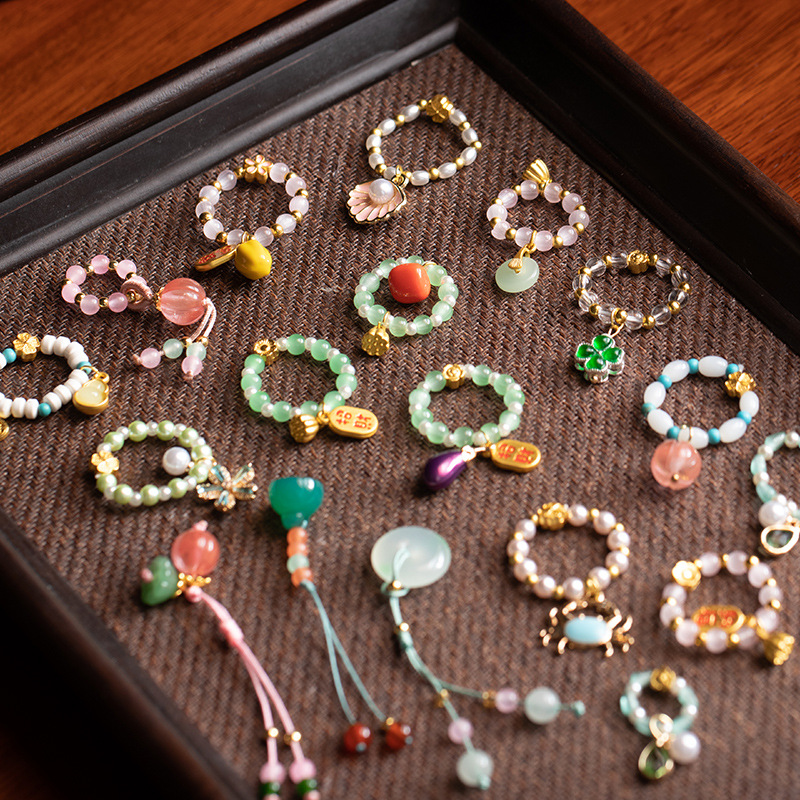 Mặt dây chuyền mặt dây chuyền nhỏ pha lê ngọc bích tự nhiên mã não hoa sen phụ kiện mặt dây chuyền vòng tay phụ kiện tự làm