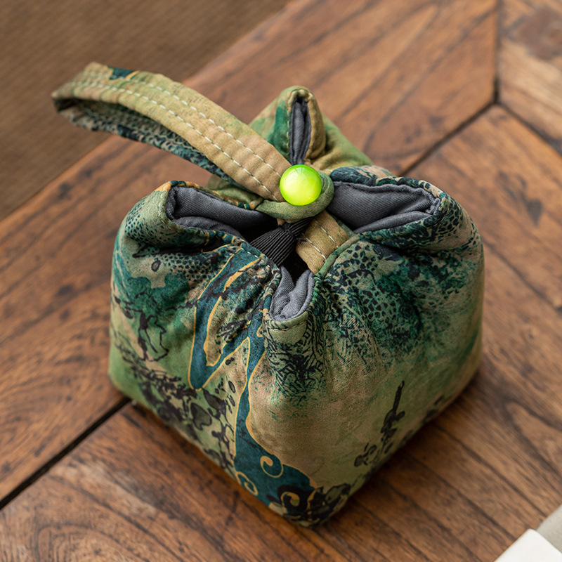 Túi đựng bộ trà du lịch túi đựng trà lụa đan xen túi đựng cốc trà thổ cẩm ngoài trời xách tay túi đựng ấm trà túi vải trà đạo