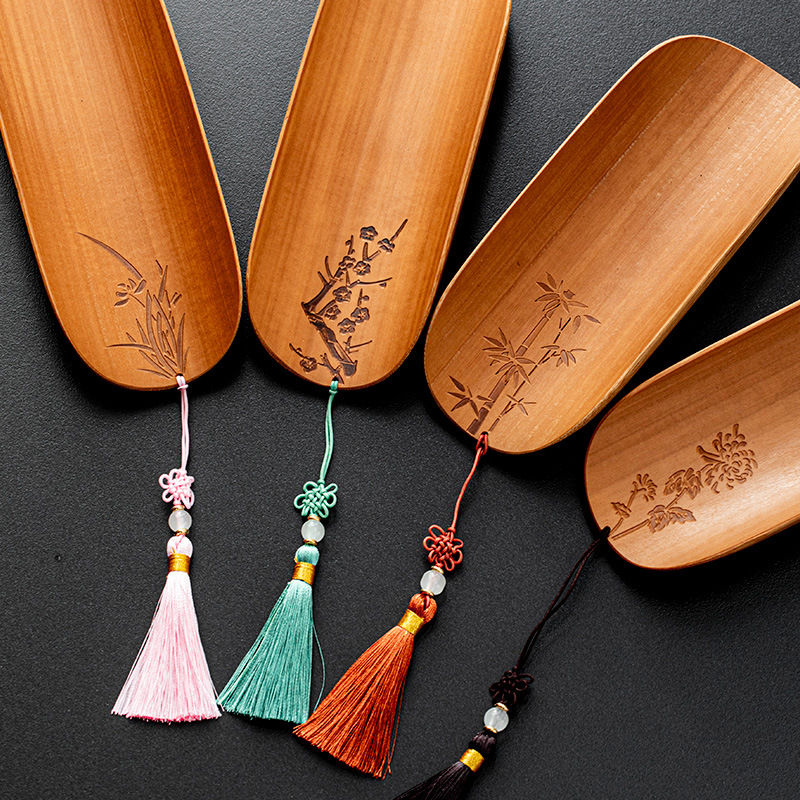 Trà đạo tre tự nhiên, kẹp trà sáu quý ông, kẹp trà, thưởng trà, trà sen Zen, bộ ba món, mận, lan, trúc và cúc