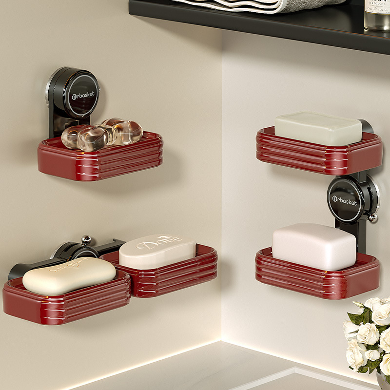 Hộp đựng xà phòng cốc hút, xà phòng treo tường không đục lỗ, hộp thoát nước, giá để xà phòng dễ thương sáng tạo trong phòng tắm