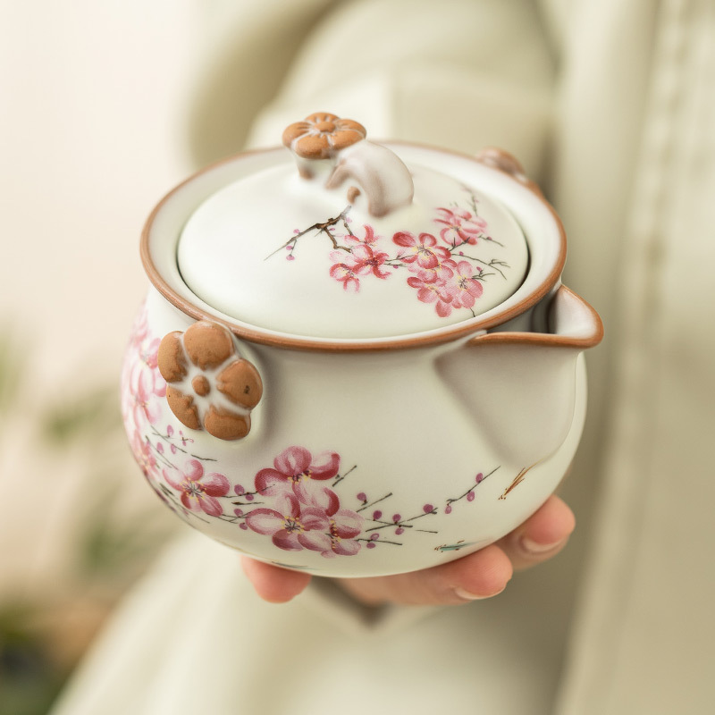 Bình trà Ru Lò đông lạnh mỡ lợn bình trà trà gia dụng hoa mai bình cầm tay bộ trà nữ cao cấp kiểu Trung Quốc