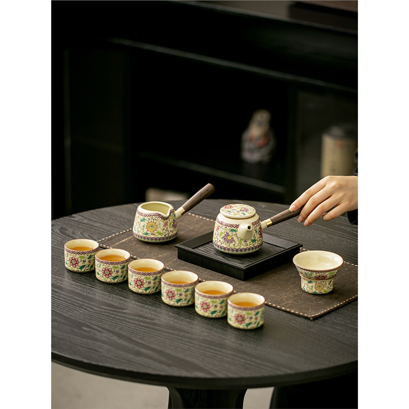 Bộ ấm trà Kung Fu gốm sứ gia dụng Bộ ấm trà có nắp chén trà khay trà cao cấp sang trọng nhẹ bán buôn