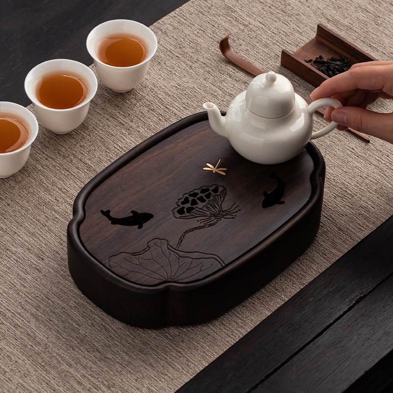 Ấm đun nước bằng gỗ đàn hương đen có đế để bàn pha khô đế cốc trà lót ấm trà tử sa giá đỡ phụ kiện bộ trà